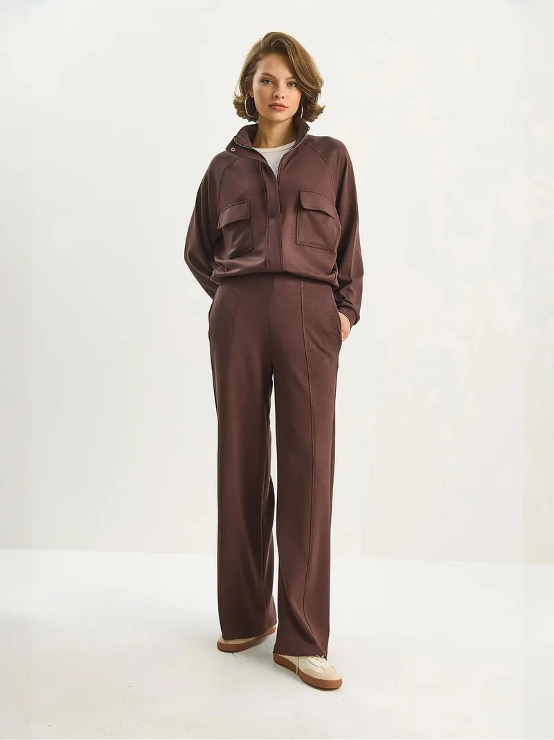 Bianco Lucci LUCCI Jacket-Pants Viscose Blend Two-Piece Coord Set