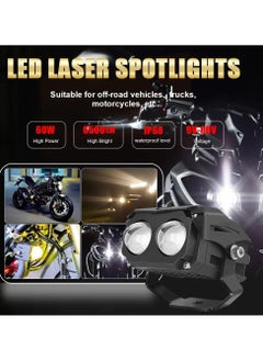 ماركة غير محددة كشاف ضباب LED مزدوج، إضاءة بيضاء وصفراء، مقاوم للماء IP68، مزود بحامل تثبيت، مناسب للدراجات النارية، السيارات، ATV، SUV  - Image 3