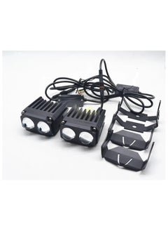 ماركة غير محددة كشاف ضباب LED مزدوج، إضاءة بيضاء وصفراء، مقاوم للماء IP68، مزود بحامل تثبيت، مناسب للدراجات النارية، السيارات، ATV، SUV  - Image 4