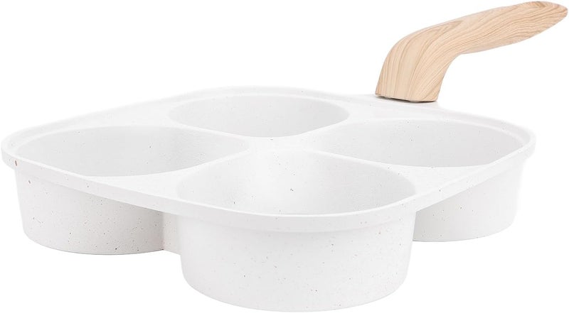 Egg Frying Pan, 4 Cup Nonstick Aluminum Alloy Frying Pan for Breakfast Cooking, Nonstick Cookware with Wooden Handle and Compact Design for Family Kitchen Use - Image 1