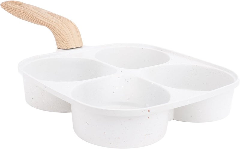 Egg Frying Pan, 4 Cup Nonstick Aluminum Alloy Frying Pan for Breakfast Cooking, Nonstick Cookware with Wooden Handle and Compact Design for Family Kitchen Use - Image 4