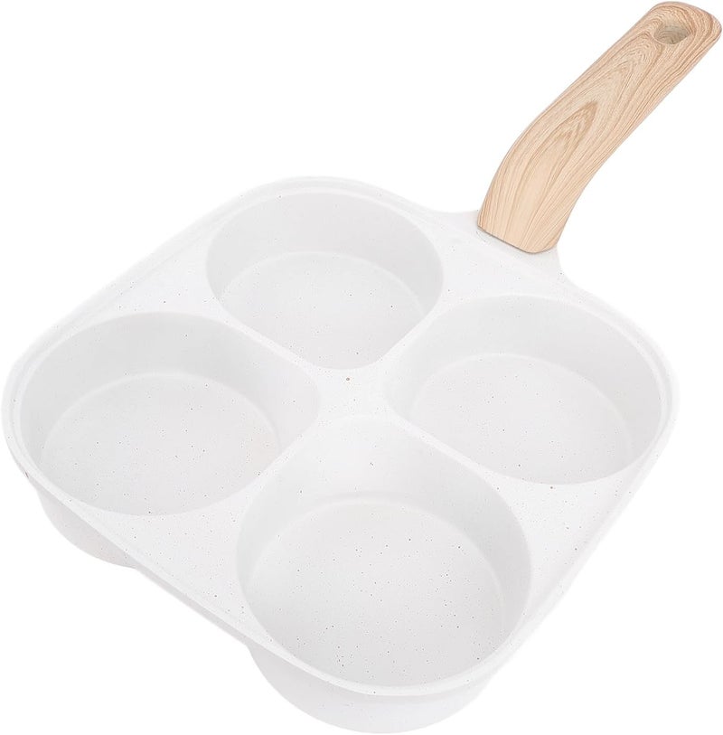Egg Frying Pan, 4 Cup Nonstick Aluminum Alloy Frying Pan for Breakfast Cooking, Nonstick Cookware with Wooden Handle and Compact Design for Family Kitchen Use - Image 2