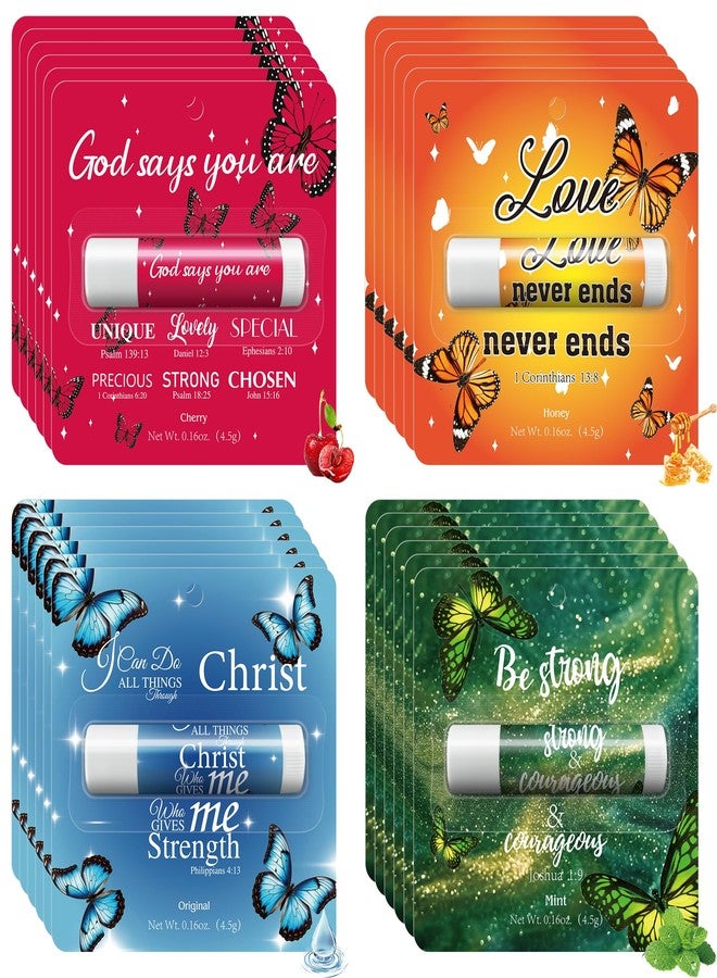 Kuabiz 24 Pcs Christian Lip Balm with Scripture Church Small Gifts Bulk Butterfly Lip Balms Religious Faith Bible Verse Inspirational Gift Party Favors Coworkers - Image 1