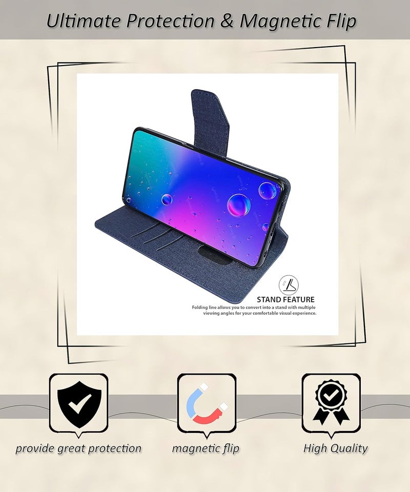 SBMS Flip Cover for Samsung Galaxy A17 5G / Samsung Galaxy F17 5G Back Cover Case with Magnatic Closure | Inbuilt Stand | Card & Money Pocket (MatBlue) - Image 3