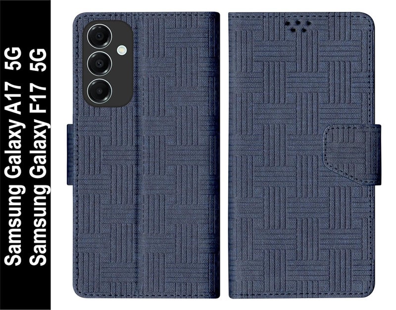 SBMS Flip Cover for Samsung Galaxy A17 5G / Samsung Galaxy F17 5G Back Cover Case with Magnatic Closure | Inbuilt Stand | Card & Money Pocket (MatBlue) - Image 2