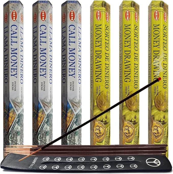 CALL MONEY MONEY DRAWING INCENSE STICKS HOLDER BUNDLE VARIETY PACK FROM HEM INSENSE INSENCE