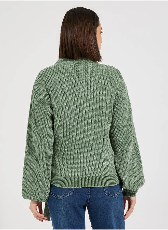 Styli Regular Fit Short Length Wrap Sweater