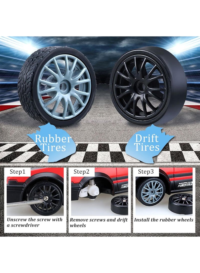 كيلا سيارة دريفت تعمل بالتحكم عن بُعد، بمقياس 1:24، دفع رباعي، سرعة عالية 15 كم/ساعة، مزودة بمصابيح LED، وإطارات دريفت، وسباقات رياضية، للكبار والبنات والأطفال، هدية، بطاريتان قابلتان لإعادة الشحن. - Image 3