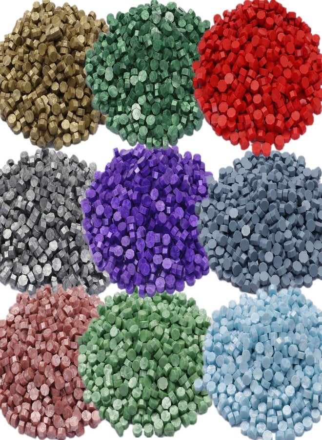خرز ختم الشمع، 400 قطعة من خرز ختم الشمع، خرز ختم الشمع ثماني الأضلاع، مجموعة خرز ختم الشمع باللون الأخضر الصنوبري لختم الشمع، وتغليف الهدايا، وختم الرسائل (أخضر صنوبري) - Image 2
