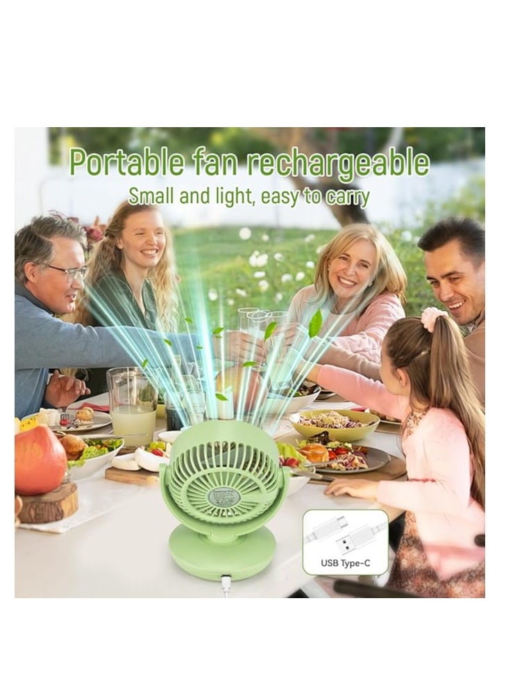 OUYoo OUYoo Portable Fan Rechargeable,Battery Operated Small Powerful Personal Fans,Multi-Angle Free Wind Direction Adjustable USB Desktop Fan, Mini Desk Fan for Bedroom , Home, Office, Camping, Traveling,Press and hold the switch for 3 seconds to turn on the automatic head shake function.(Green)  - Image 2