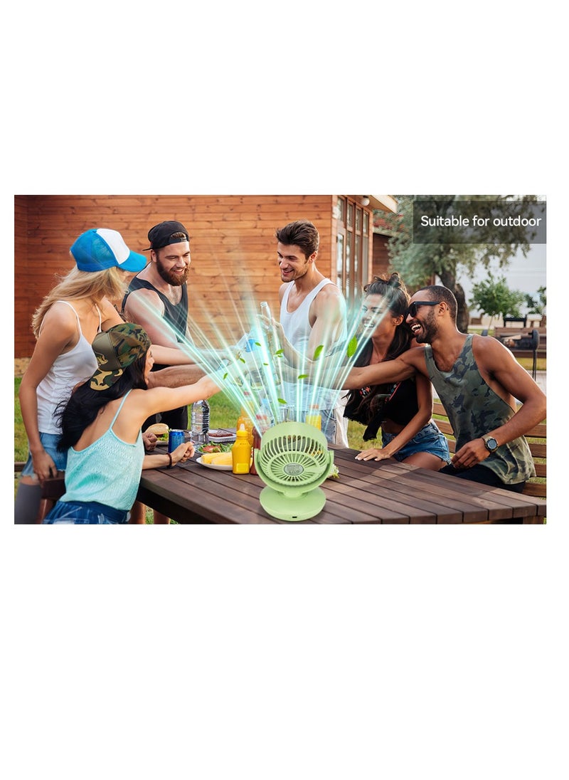 OUYoo Portable Fan Rechargeable,Battery Operated Small Powerful Personal Fans,Multi-Angle Free Wind Direction Adjustable USB Desktop Fan, Mini Desk Fan for Bedroom , Home, Office, Camping, Traveling,Press and hold the switch for 3 seconds to turn on the automatic head shake function.(Green)