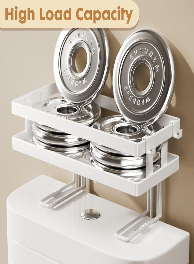 PowerKing Over-The-Toilet Storage Shelf, Large Capacity Over Toilet Bathroom Organizer, No-Drill Installation, Rust-Resistant Thick Steel, Space-Saving Over Toilet Bathroom Shelf, White - Image 4