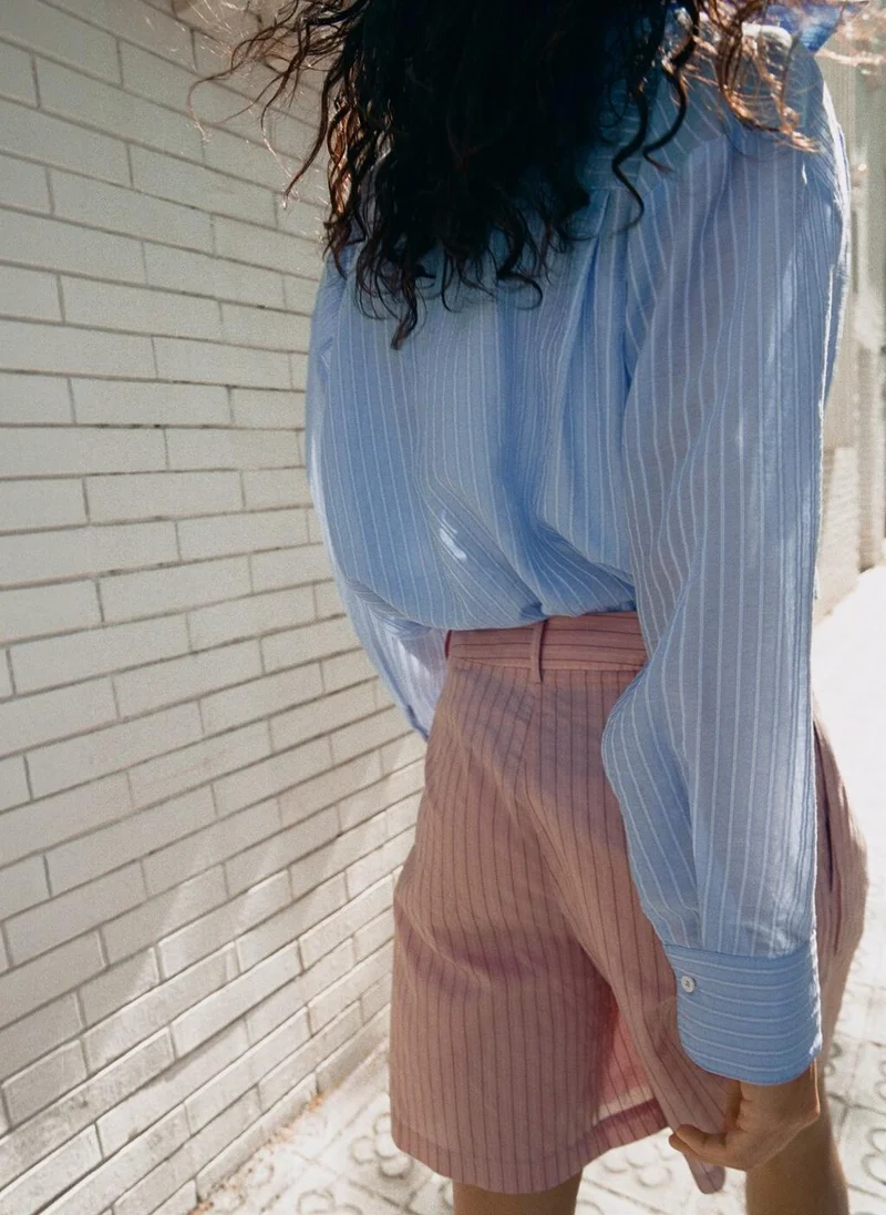 MANGO Striped lyocell shirt