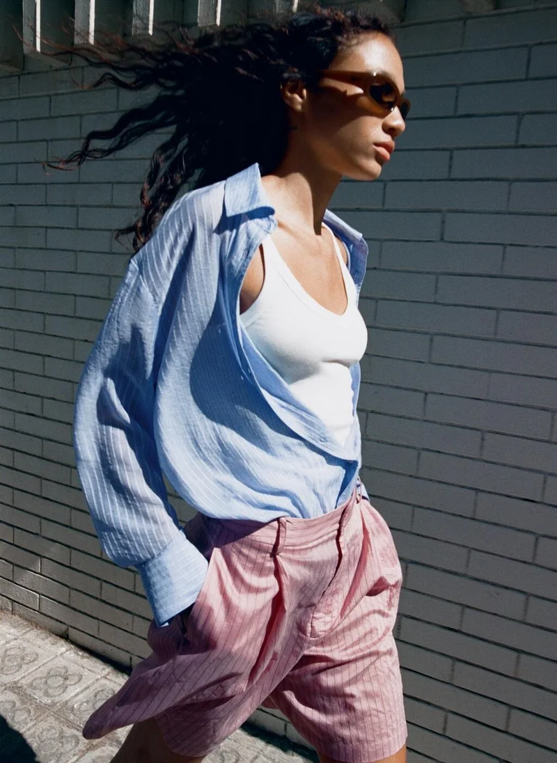 Mango  Striped lyocell shirt for Women | Best Price UAE