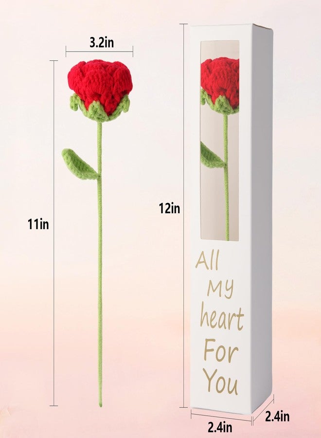 Gtudkae Handmade Crochet Red Rose, Elegant Knitted Bouquet Rose, Artificial Rose for Girl, Perfect for Birthday, Valentine's Day, Mother's Day, Wedding Decor, with Beautiful Gift Packaging - Image 3