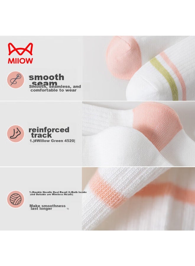 MIIOW 5-pair Set Women's Socks, Mid-calf Socks, Summer Fashion Casual Women's Socks, Breathable Solid Color Long Socks, Elastic Cotton Socks For Women - Image 3