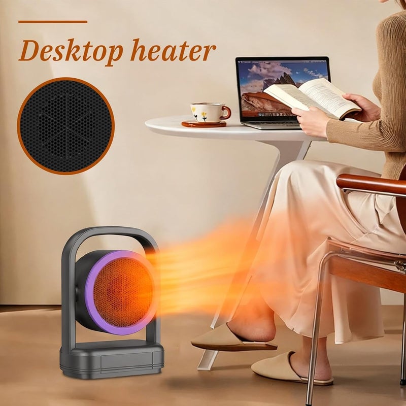 Electric Portable Desk Heater, Small Personal Heater with Handle, Black and Purple - Image 5