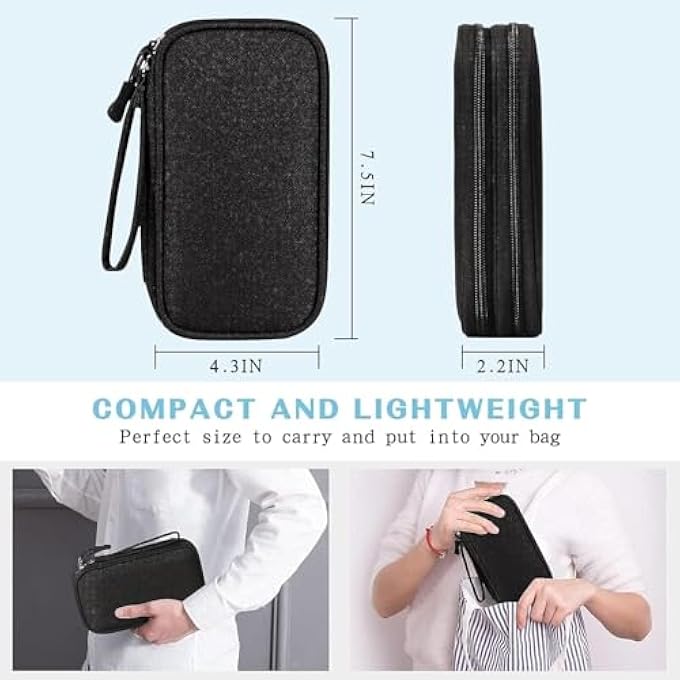 ELECTRONIC ORGANIZER, TRAVEL CABLE ORGANIZER BAG POUCH ELECTRONIC ACCESSORIES CARRY CASE PORTABLE WATERPROOF DOUBLE LAYERS ALL-IN-ONE STORAGE BAG FOR CABLE, CORD, CHARGER, PHONE, EARPHONE - Image 2
