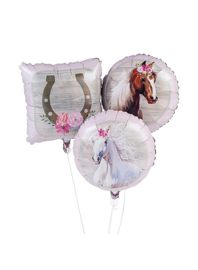 Fun Express Set of 3 Pieces - Horse Mylar Balloons - 18 inch balloons - Horse and Farm Party Decor, Derby Party Supplies