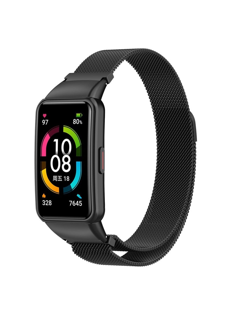 استبدال سوار مع هواوي باند 6 سوار متوافق مع المعادن الفولاذ المقاوم للصدأ استبدال سوار هواوي باند 6 حزام معدني شبكة الافراج السريع سوار ( أسود ) - Image 2