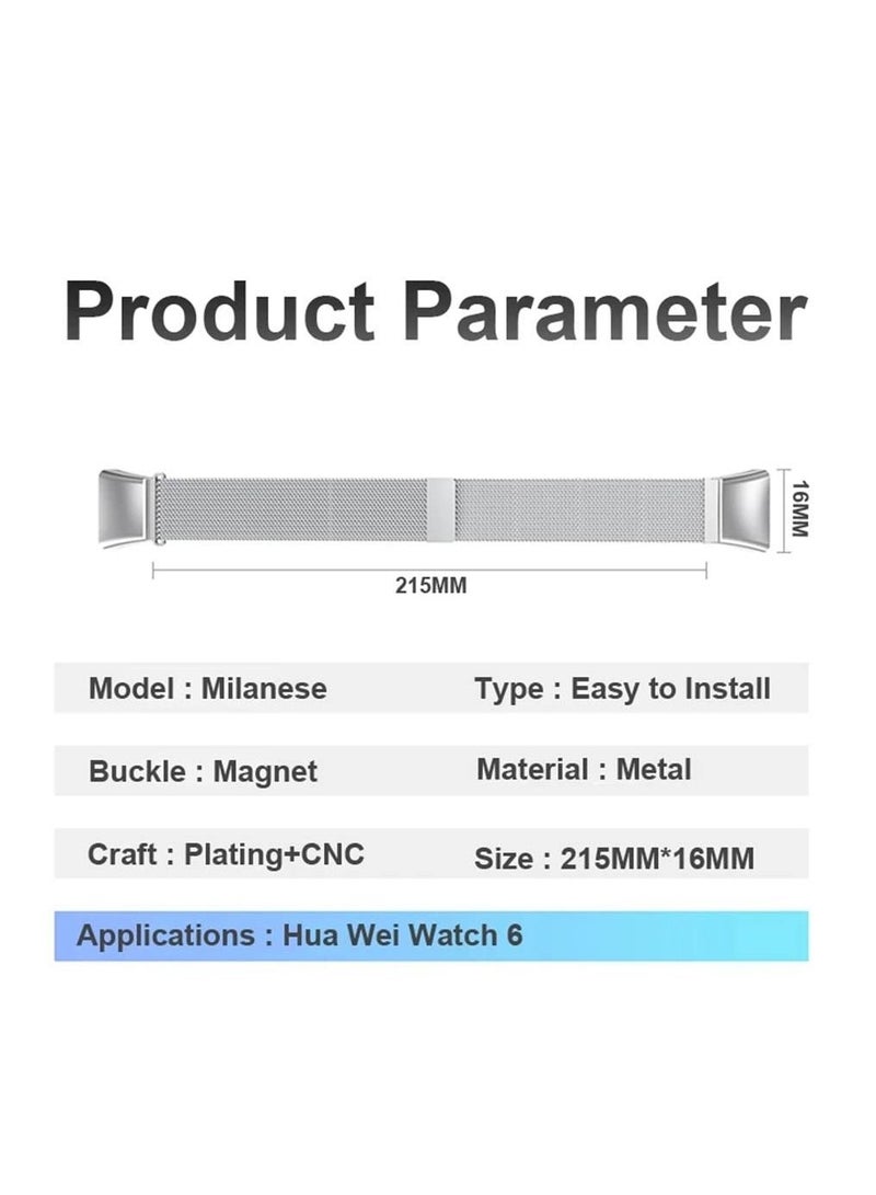 استبدال سوار مع هواوي باند 6 سوار متوافق مع المعادن الفولاذ المقاوم للصدأ استبدال سوار هواوي باند 6 حزام معدني شبكة الافراج السريع سوار ( أسود ) - Image 5