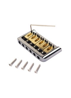 klarako 6 String Chrome Hard-tail Fixed Bridge Set with Wrench and Screws for Fender Stratocaster Strat Electric Guitar Replacement Parts (Golden)  - Image 1
