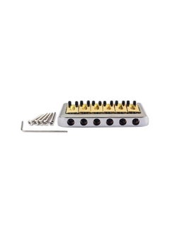 klarako 6 String Chrome Hard-tail Fixed Bridge Set with Wrench and Screws for Fender Stratocaster Strat Electric Guitar Replacement Parts (Golden)  - Image 4