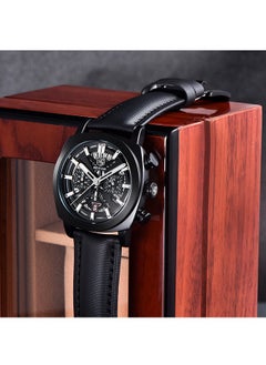 Men's Quartz Watches 43MM Black Metal Frame All Black Dial Leather Black Strap Sports Waterproof Chronograph Fashion Business Watchws BY5205 - pzsku/Z2DCDED4F4D1A73676675Z/45/_/1729129611/9e37766c-b123-4889-9d33-9e194dda934a