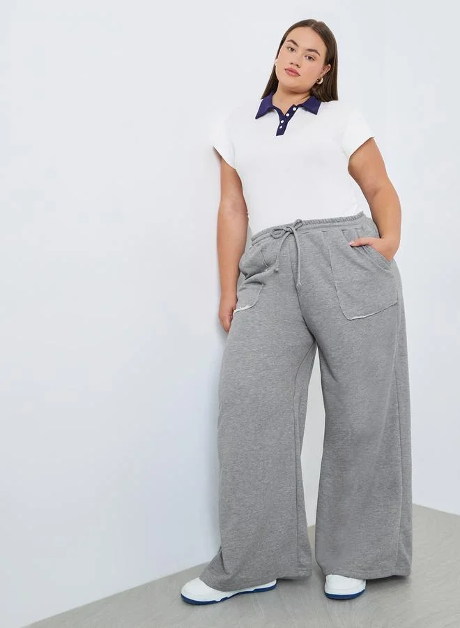 Styli Plus Size Grey Wide Leg Joggers