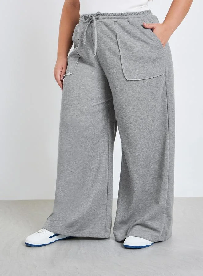Styli Plus Size Grey Wide Leg Joggers