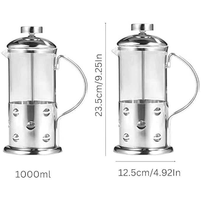 FITTO Cafetiere Press Coffee Maker With Stainless Steel Glass Filter Coffee Press Plunger  Tea Maker 1000Ml For Home Or Office - Image 5