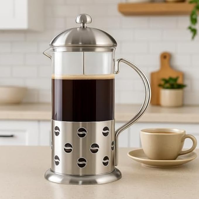 FITTO Cafetiere Press Coffee Maker With Stainless Steel Glass Filter Coffee Press Plunger  Tea Maker 1000Ml For Home Or Office - Image 3