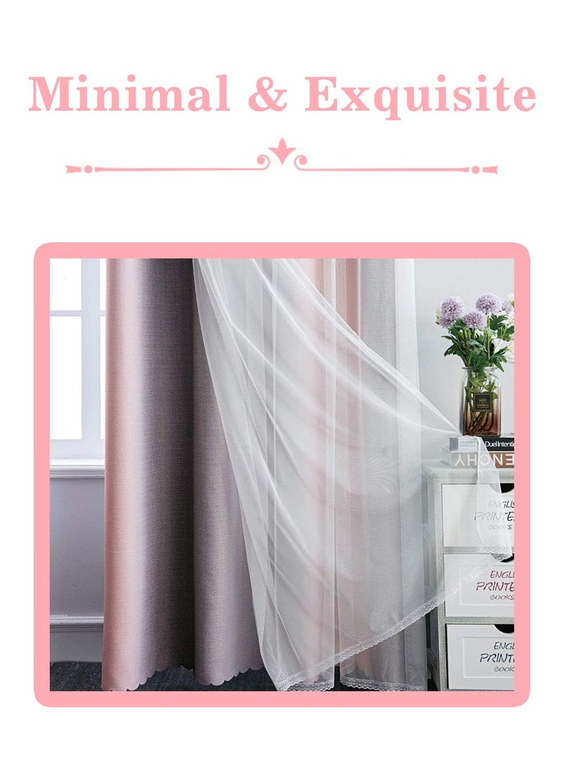LEOKOR 2 Panels Star Blackout Curtains Double Layer Star Cut Out Stripe Gradient Window Curtains 134x183CM  - Image 4