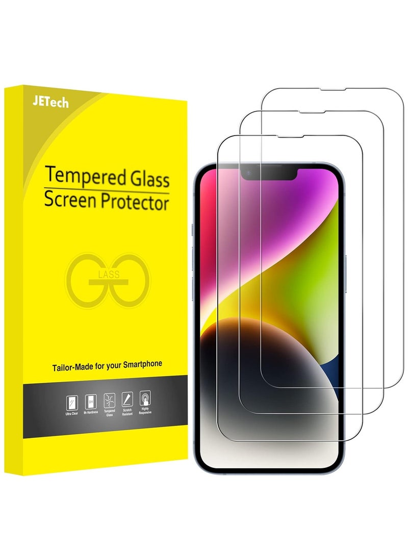 جي تيك واقي شاشة بتغطية كاملة لهاتف آيفون 14 بلس 6.7 بوصة 9h حافظة من الزجاج المقسى صديقة للبيئة عالية الدقة شفافة 3 عبوات - Image 1