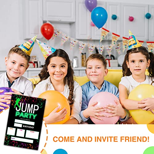 DETIHO 4" x 6" Jump Theme Birthday Party Invitation Cards With Envelopes - Trampoline Park Bounce House Party Invitation - 20 Sets - E33 - Image 4