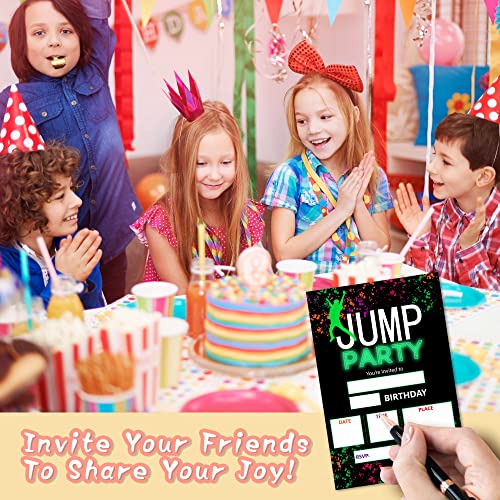 DETIHO 4" x 6" Jump Theme Birthday Party Invitation Cards With Envelopes - Trampoline Park Bounce House Party Invitation - 20 Sets - E33 - Image 3