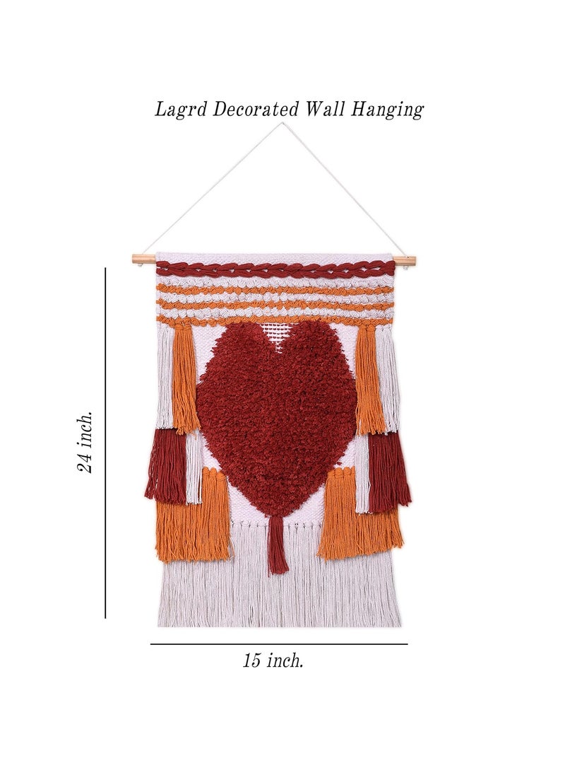 TSUKUYOMI TSUKUYOMI Pack of 1 Large Heart Macrame Bohemian Nordic Woven Wall Hanging Decor Tapestry Hippie Beautiful Geometric Art 15 x 24 Inch Mustard002  - Image 3