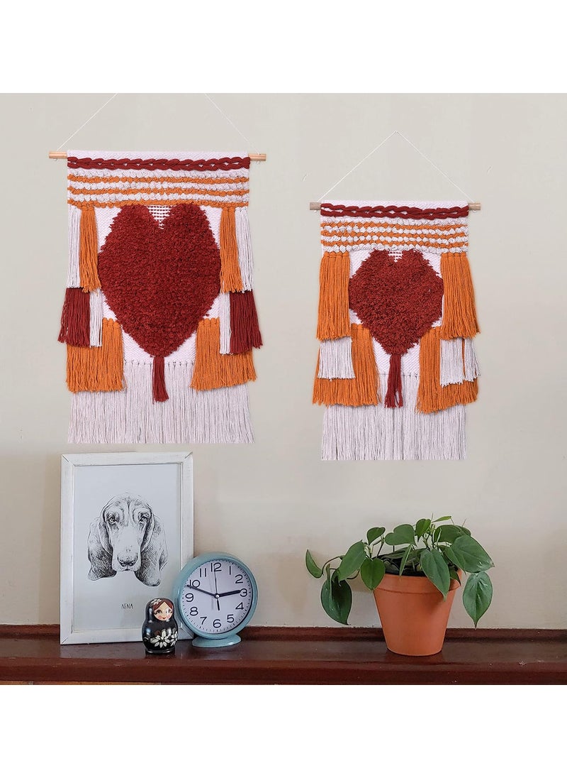 TSUKUYOMI TSUKUYOMI Pack of 1 Large Heart Macrame Bohemian Nordic Woven Wall Hanging Decor Tapestry Hippie Beautiful Geometric Art 15 x 24 Inch Mustard002  - Image 1