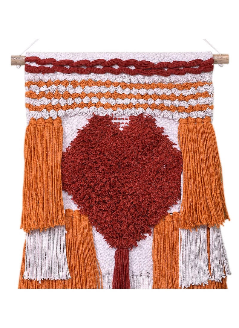 TSUKUYOMI TSUKUYOMI Pack of 1 Large Heart Macrame Bohemian Nordic Woven Wall Hanging Decor Tapestry Hippie Beautiful Geometric Art 15 x 24 Inch Mustard002  - Image 4