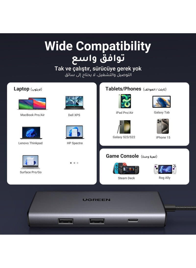 7 in 1 Type C USB Hub Hub Data Transfer Speed ​​up to 10Gbps 100W Fast Charging + 4K Ultra HD HDMI Port + 2 Card Readers Compatible with MacBook M3 M2 Air iPad Pro Air Tablet Laptop Enjoy Advanced Technology