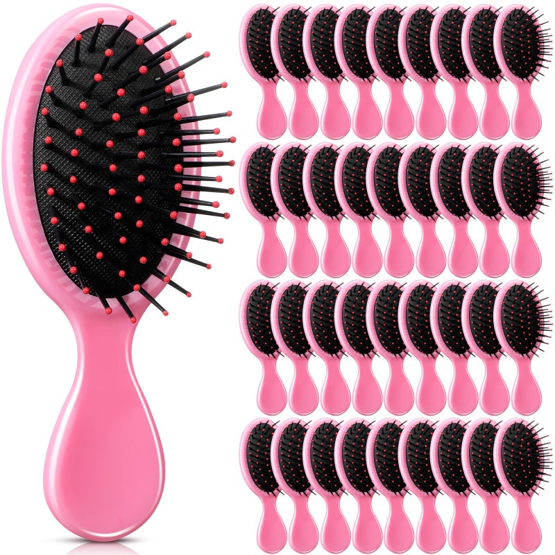 Yoande 36 Packs Mini Detangling Hairbrush Squirt Detangler combs Toddler Soft Bristle Travel Hairbrush Women Girl (Pink) - Image 1