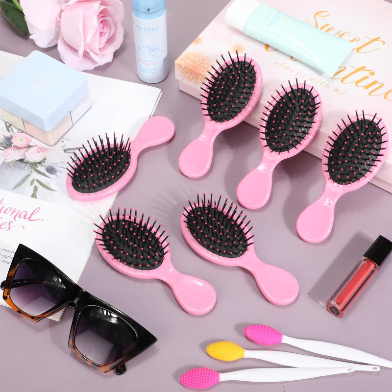 Yoande 36 Packs Mini Detangling Hairbrush Squirt Detangler combs Toddler Soft Bristle Travel Hairbrush Women Girl (Pink) - Image 4