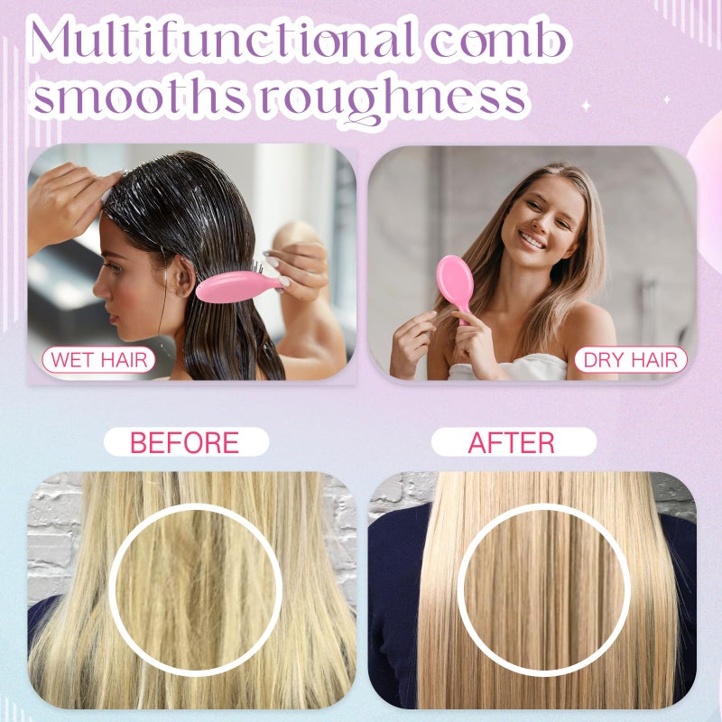 Yoande 36 Packs Mini Detangling Hairbrush Squirt Detangler combs Toddler Soft Bristle Travel Hairbrush Women Girl (Pink) - Image 5