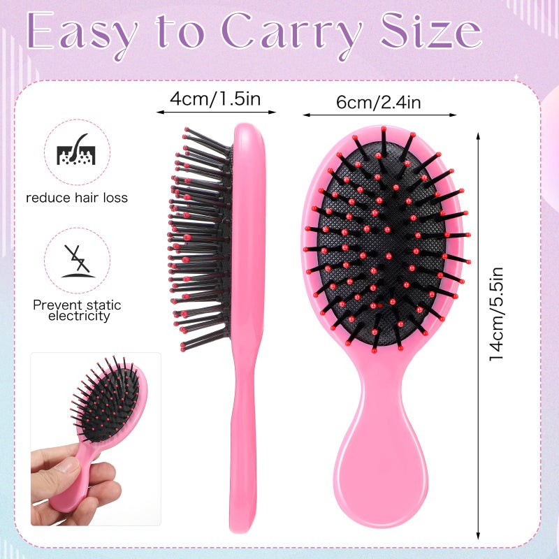 Yoande 36 Packs Mini Detangling Hairbrush Squirt Detangler combs Toddler Soft Bristle Travel Hairbrush Women Girl (Pink) - Image 2