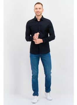 Selected Homme Men Slim Fit Long Sleeves Plain Casual Shirt, Black  - Image 2