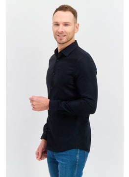 Selected Homme Men Slim Fit Long Sleeves Plain Casual Shirt, Black  - Image 4