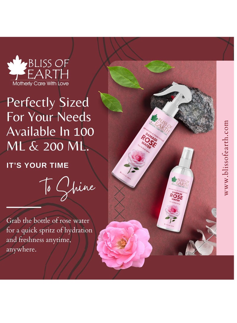 بليس اوف ايرث بخاخ ماء الورد الدمشقي للوجه والبشرة من بليس أوف إيرث، هيدروسول عضوي نقي 100%، تونر مهدئ للوجه، رذاذ علاجي طبيعي للعناية بالبشرة والشعر، 200 مل - Image 5