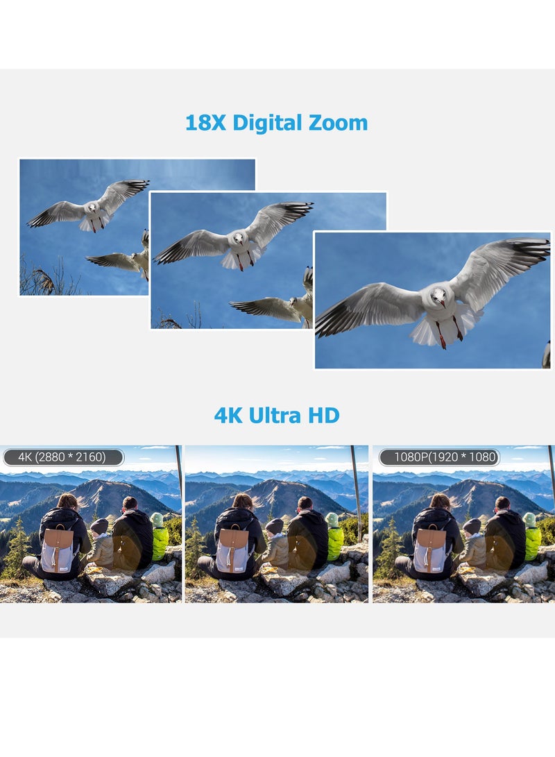 4K Ultra HD Handheld DV Professional Digital Video Camera CMOS Sensor   Camcorder with 0.45X Wide Angle Lens with Macro Hot Shoe Mount 3.0 Inch IPS Monitor Burst Shooting Anti-Shaking Function