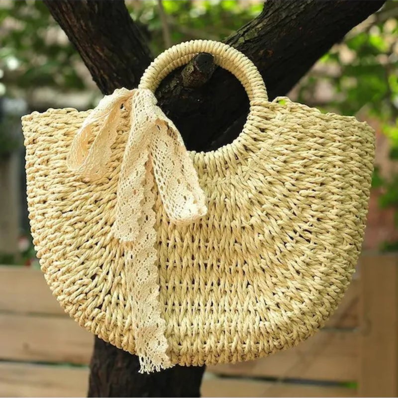 Classic Vintage Hand-woven Straw Women's Bag - Image 2
