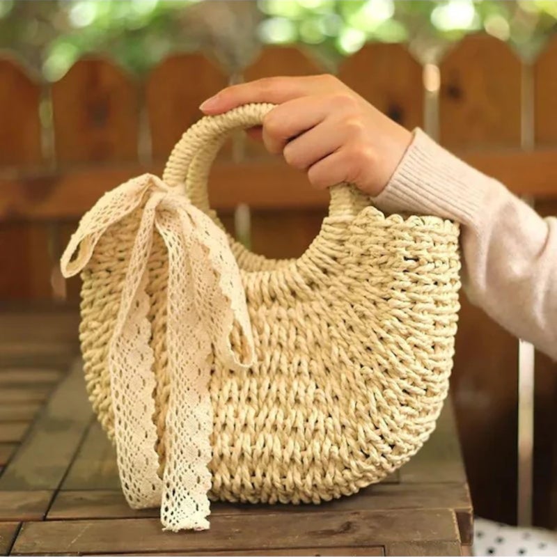 Classic Vintage Hand-woven Straw Women's Bag - Image 3